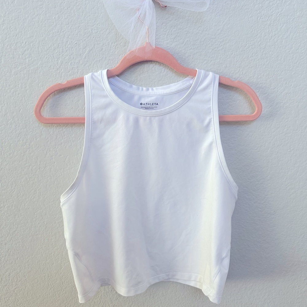 White athleta high neck tank top size large